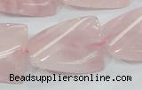 CRQ83 15.5 inches 20*30mm twisted rectangle natural rose quartz beads