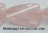 CRQ84 15.5 inches 30*40mm twisted rectangle natural rose quartz beads