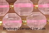 CRQ870 15 inches 9*10mm faceted rose quartz beads wholesale