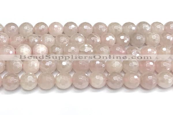 CRQ912 15 inches 10mm faceted round AB-color rose quartz beads