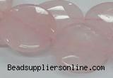 CRQ97 15.5 inches 25mm faceted flat round natural rose quartz beads