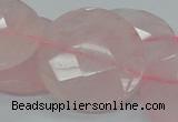 CRQ98 15.5 inches 35mm faceted flat round natural rose quartz beads