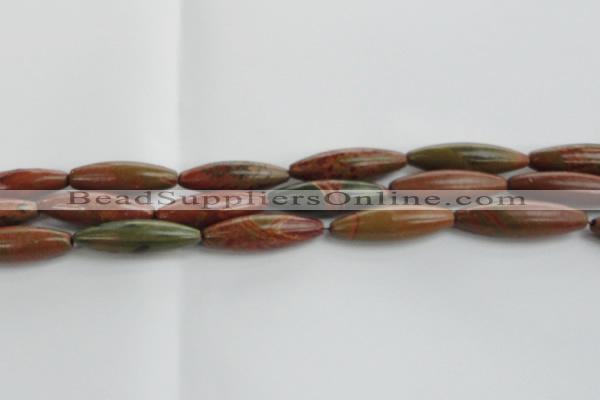 CRS102 15.5 inches 12*40mm rice rainbow jasper stone beads