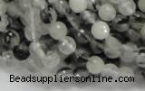 CRU01 15.5 inches 6mm faceted round black rutilated quartz beads