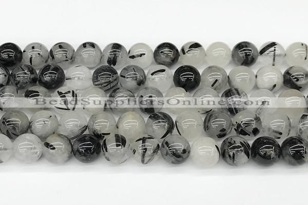 CRU1039 15 inches 10mm round black rutilated quartz beads