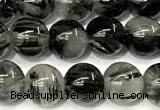 CRU1065 15 inches 6mm round black rutilated quartz beads