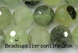 CRU1077 15 inches 10mm faceted round green rutilated quartz beads