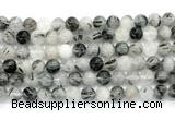 CRU1083 15.5 inches 10mm round black rutilated quartz gemstone beads