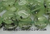 CRU110 15.5 inches 16mm flat round green rutilated quartz beads