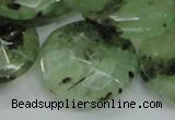 CRU117 15.5 inches 30mm faceted coin green rutilated quartz beads