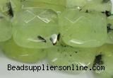 CRU121 15.5 inches 25*25mm faceted square green rutilated quartz beads