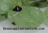 CRU129 15.5 inches 22*38mm faceted rectangle green rutilated quartz beads