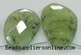 CRU137 15.5 inches 35*45mm faceted freeform green rutilated quartz beads