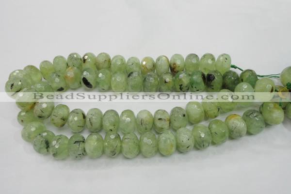 CRU143 15.5 inches 13*18mm faceted rondelle green rutilated quartz beads