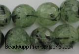 CRU158 15.5 inches 16mm faceted round green rutilated quartz beads