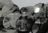 CRU16 15.5 inches 15*20mm faceted oval black rutilated quartz beads