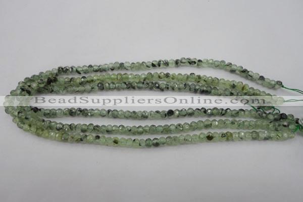 CRU161 15.5 inches 4*6mm faceted rondelle green rutilated quartz beads