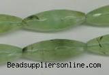 CRU167 15.5 inches 10*30mm faceted rice green rutilated quartz beads