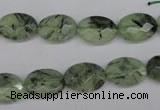 CRU188 15.5 inches 10*14mm faceted oval green rutilated quartz beads