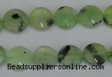 CRU210 15 inches 12mm faceted coin green rutilated quartz beads