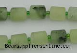 CRU231 15.5 inches 9*11mm tube matte green rutilated quartz beads