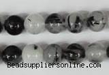 CRU304 15.5 inches 10mm round black rutilated quartz beads