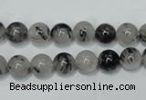 CRU50 15.5 inches 4mm round black rutilated quartz beads wholesale