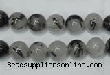 CRU51 15.5 inches 6mm round black rutilated quartz beads wholesale