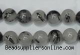 CRU52 15.5 inches 8mm round black rutilated quartz beads wholesale