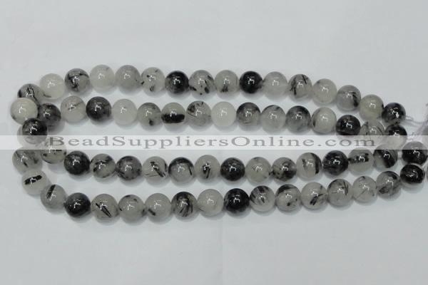 CRU55 15.5 inches 14mm round black rutilated quartz beads wholesale