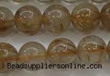 CRU553 15.5 inches 10mm round golden rutilated quartz beads