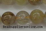 CRU554 15.5 inches 12mm round golden rutilated quartz beads