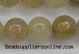 CRU555 15.5 inches 14mm round golden rutilated quartz beads