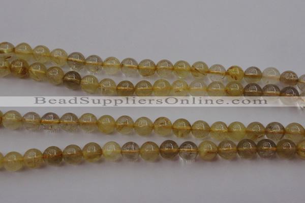 CRU612 15.5 inches 8mm round golden rutilated quartz beads