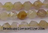 CRU621 15.5 inches 6mm faceted nuggets golden rutilated quartz beads