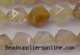 CRU624 15.5 inches 12mm faceted nuggets golden rutilated quartz beads