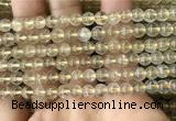 CRU629 15.5 inches 6mm round golden rutilated quartz beads