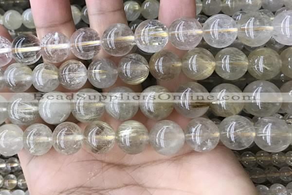 CRU634 15.5 inches 13mm round golden rutilated quartz beads