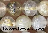 CRU637 15.5 inches 8mm round golden rutilated quartz beads