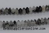 CRU65 15.5 inches 4*8mm rondelle black rutilated quartz beads