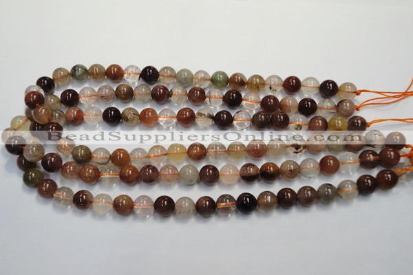 CRU654 15.5 inches 10mm round Multicolor rutilated quartz beads