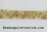 CRU667 15.5 inches 6mm faceted round golden rutilated quartz beads