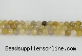 CRU668 15.5 inches 8mm faceted round golden rutilated quartz beads