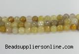 CRU669 15.5 inches 10mm faceted round golden rutilated quartz beads