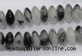 CRU67 15.5 inches 6*12mm rondelle black rutilated quartz beads