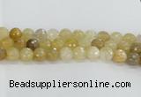 CRU670 15.5 inches 12mm faceted round golden rutilated quartz beads