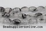 CRU71 15.5 inches 8*10mm rice black rutilated quartz beads wholesale