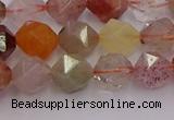 CRU777 15.5 inches 8mm faceted nuggets mixed rutilated quartz beads