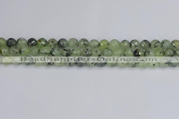 CRU802 15.5 inches 8mm faceted round prehnite gemstone beads