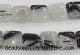 CRU85 15.5 inches 12*12mm square black rutilated quartz beads